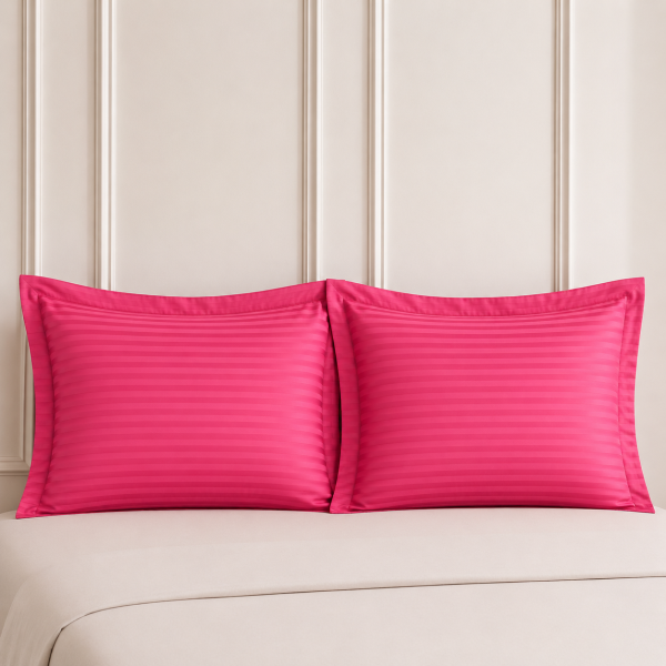 Set 2 fete de perna Kotonia Home Deco - Damasc Saten - 100% bumbac, dimensiune dungi 1 cm, Magenta