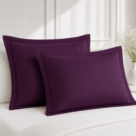 Set 2 fete de perna Kotonia Home Deco - Damasc Saten - 100% bumbac, dimensiune dungi 1 cm, Violet