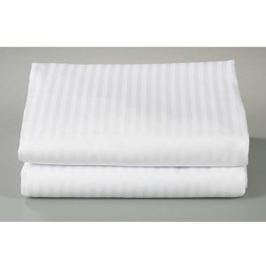 Husa cu elastic pentru pat Kotonia Home - 100% bumbac, Damasc cu latime dungi 2 cm, alb - imagine 7