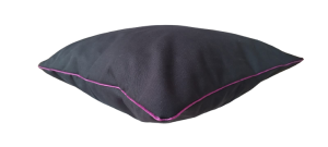 Fata de perna decor Kotonia Home - 50x50 cm, 100% bumbac, creton uni impermeabil, negru cu paspoal decorativ contrastant - imagine 4