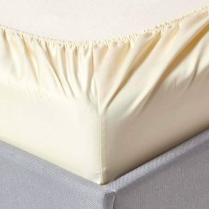 Husa de pat cu elastic Kotonia Home Deco, 100% bumbac, ranforce color uni, ivoire - imagine 2