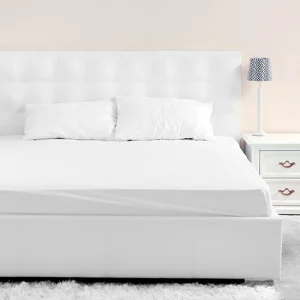Husa cu elastic pentru pat Kotonia Home - Ranforce, 100% bumbac, alba - imagine 3