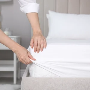 Husa cu elastic pentru pat Kotonia Home - Ranforce, 100% bumbac, alba - imagine 7