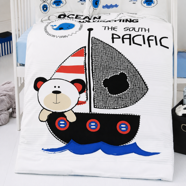 Lenjerie completa patut Bebe Toys - Ursulet , 100% bumbac, cod 14