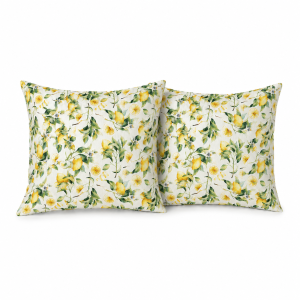 Pachet 2 perne decor Kotonia Home - 50x50 cm, creton impermeabil 100% bumbac, cu umplutura puf siliconizat, imprimeu felii de lamaie - imagine 3