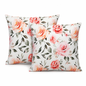 Pachet 2 perne decor Kotonia Home - 50x50 cm, creton impermeabil 100% bumbac, cu umplutura puf siliconizat, imprimeu trandafiri - imagine 3