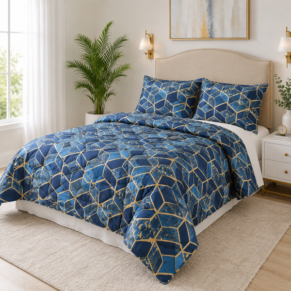 Pachet pilota 200x220 cm, 250 g/m2 + 2 perne 50x70 cm, decor geometric 08