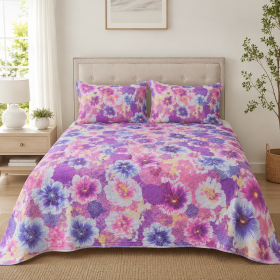 Pachet pilota 200x220 cm, 250 g/m2 + 2 perne 50x70 cm, decor floral 02