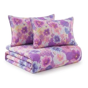 Pachet pilota 200x220 cm, 250 g/m2 + 2 perne 50x70 cm, decor floral 02 - imagine 2