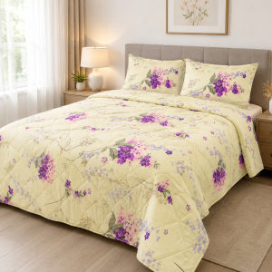Pachet pilota 200x220 cm, 250 g/m2 + 2 perne 50x70 cm, decor floral 03