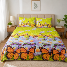 Pachet pilota 200x220 cm, 250 g/m2 + 2 perne 50x70 cm, decor floral 04