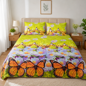 Pachet pilota 200x220 cm, 250 g/m2 + 2 perne 50x70 cm, decor floral 04