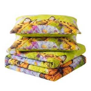 Pachet pilota 200x220 cm, 250 g/m2 + 2 perne 50x70 cm, decor floral 04 - imagine 2