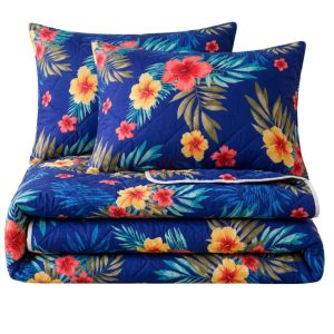 Pachet pilota 200x220 cm, 250 g/m2 + 2 perne 50x70 cm, decor floral 01 - imagine 2