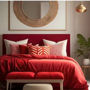 Cearceaf pentru pat Kotonia Home, 100% bumbac, ranforce color uni, rosu - imagine 3