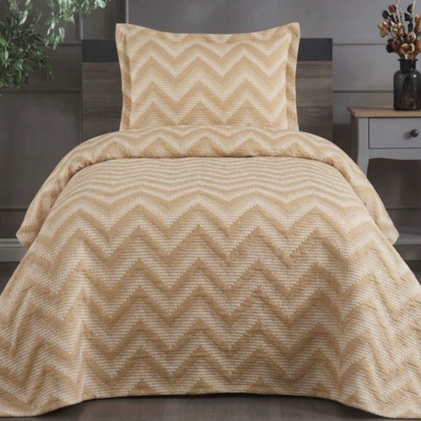Cuvertura de pat cu 1 fata de perna, matlasate Royal Home - 170x240 cm, cappuccino