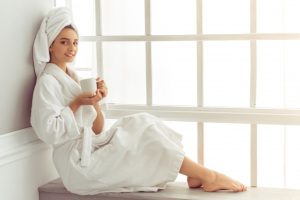 Halat de baie cu guler, unisex, Kotonia Home Hotel- prosop, 100% bumbac, alb, - imagine 7