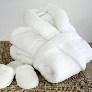 Halat de baie cu guler, unisex, Kotonia Home Hotel- prosop, 100% bumbac, alb, - imagine 5