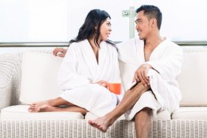 Halat de baie cu guler, unisex, Kotonia Home Hotel- prosop, 100% bumbac, alb, - imagine 8