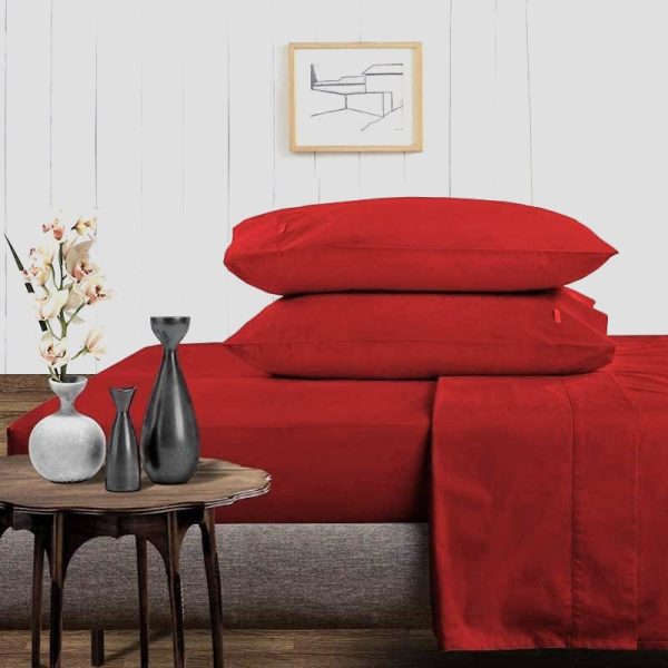 Husa pat Kotonia Home - Ranforce color uni, 100% bumbac, rosu