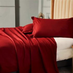 Cearceaf pentru pat Kotonia Home, 100% bumbac, ranforce color uni, rosu