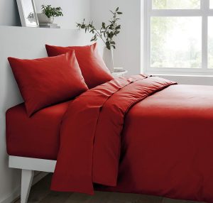 Cearceaf pentru pat Kotonia Home, 100% bumbac, ranforce color uni, rosu - imagine 5