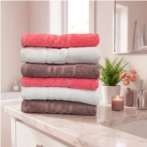 Pachet 6 prosoape baie Kotonia Home Greek Border, 50x90 cm, 100% bumbac, 500 g/mp, Mixt color - 19 - imagine 3