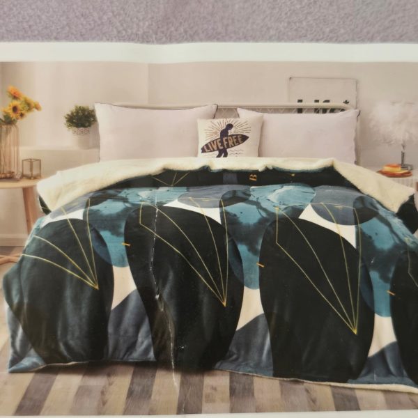 Cuvertura de pat fleece - 200x230 cm, decor geometric