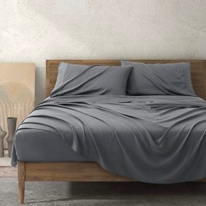 Cearceaf pentru pat Kotonia Home, 100% bumbac, ranforce color uni, gri mediu - imagine 2