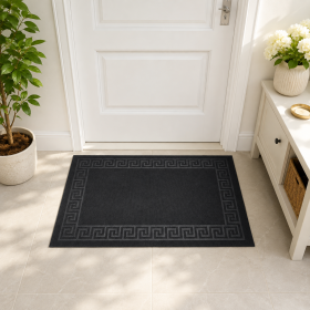 Covoras intrare antiderapant - Decor Greek Border uni, 45x75 cm, 100% pvc, gri antracit