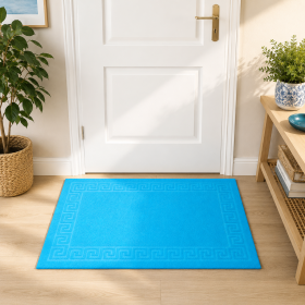 Covoras intrare antiderapant - Decor Greek Border uni, 45x75 cm, 100% pvc, turquoise