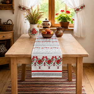 Napron decorativ pentru masa kotonia Home - Rustic, 100% bumbac 45x150 cm, T34 - imagine 2