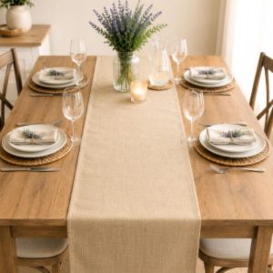 Napron uni pentru masa Kotonia Home - 45x180 cm, creton, 100% bumbac, bej