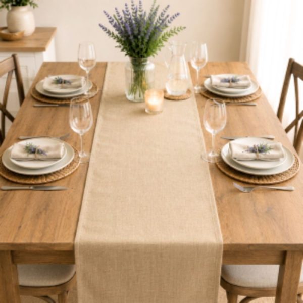 Napron uni pentru masa Kotonia Home - 45x180 cm, creton, 100% bumbac, bej