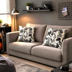 Pachet 2 perne decorative Kotonia Home - 40x40 cm, creton impermeabil 100% bumbac, decor abstract 32