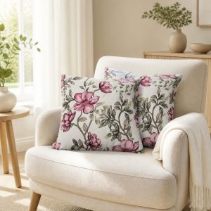 Pachet 2 perne decorative Kotonia Home - 40x40 cm, creton impermeabil 100% bumbac, decor floral 34