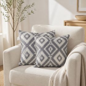 Pachet 2 perne decorative Kotonia Home - 40x40 cm, creton impermeabil 100% bumbac, decor geometric 31