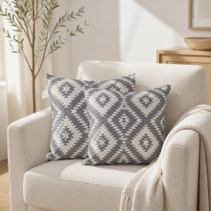 Pachet 2 perne decorative Kotonia Home - 40x40 cm, creton impermeabil 100% bumbac, decor geometric 31