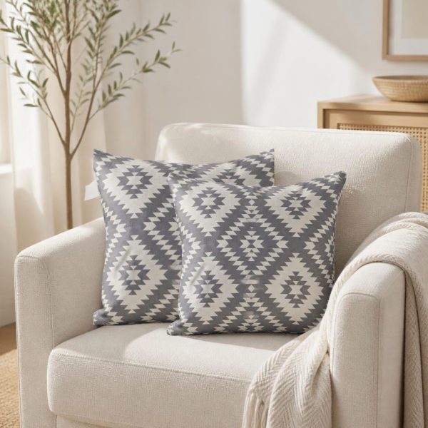 Pachet 2 perne decorative Kotonia Home - 40x40 cm, creton impermeabil 100% bumbac, decor geometric 31