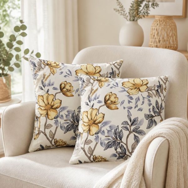Pachet 2 perne decorative Kotonia Home - 40x40 cm, creton impermeabil 100% bumbac, decor floral 35