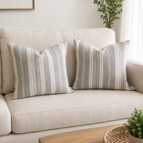 Pachet 2 perne decorative Kotonia Home - 40x40 cm, creton impermeabil 100% bumbac, decor dungi 05
