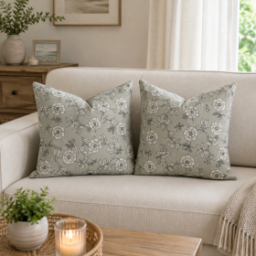 Pachet 2 perne decorative Kotonia Home - 40x40 cm, creton impermeabil 100% bumbac, decor floral 12