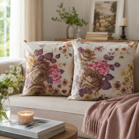 Pachet 2 perne decorative Kotonia Home - 40x40 cm, creton impermeabil 100% bumbac, decor floral 13