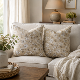Pachet 2 perne decorative Kotonia Home - 40x40 cm, creton impermeabil 100% bumbac, decor floral 16