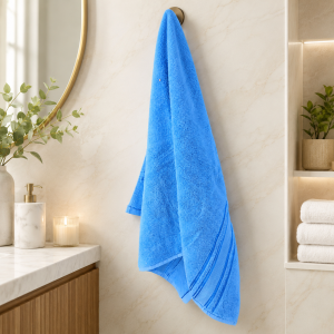 Prosop baie Plush Luxury Jacquard - 100% Bumbac, 650 g/mp, albastru deschis - imagine 2