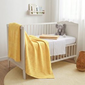 Cuvertura Waffle Kotonia Home - Bebe, 100x100 cm, 100% bumbac - Galben