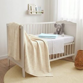Pachet 2 cuverturi Waffle Kotonia home- Bebe, 65x110 cm, 100% bumbac - Ivoire