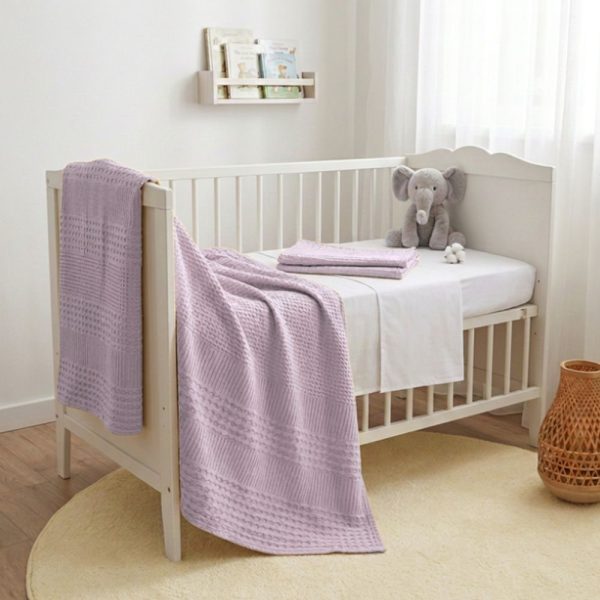 Cuvertura Waffle Kotonia Home - Bebe, 110x110 cm, 100% bumbac - Lila