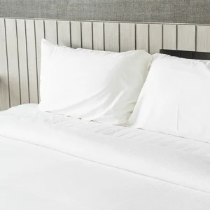 Cearceaf pentru pilota Kotonia Home Hotel - Damasc Saten cu dungi de 0.5 cm, 100% bumbac, alb - imagine 8