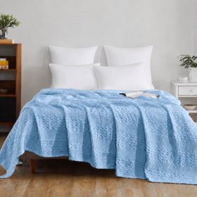 Cuvertura Kotonia Home - Waffle, 220x240 cm, 100% bumbac - bleu